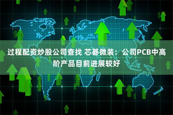 过程配资炒股公司查找 芯碁微装：公司PCB中高阶产品目前进展较好